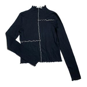 H&m girls 13-14Y ribbed knit scalloped trim long sleeve top